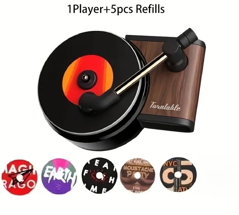 Retro Record Player Car Air Freshener Auto Perfume Phonograph Air Vent